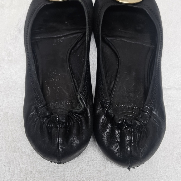 Tory Burch Black Flats with Gold Emblem - Picture 3 of 4